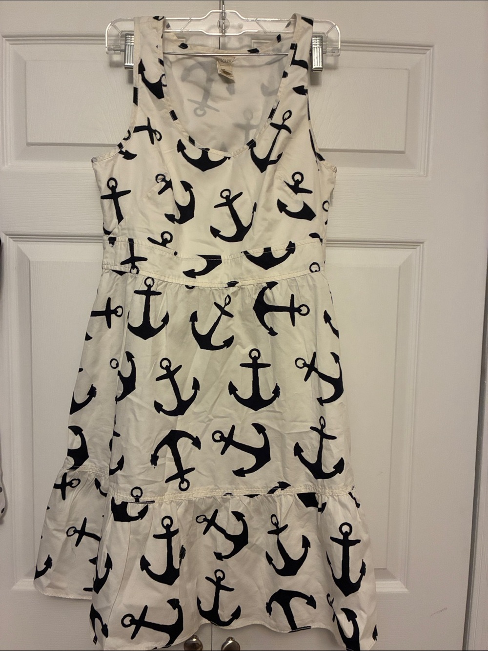 J.Crew Nautical Anchor Sleeveless Fit And Flare Cotton Shift Dress Size 8.